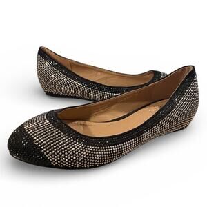 G. C. Shoes Women's Fashion Slip On Shoes 6 Black Silver Studded Shiny Flats